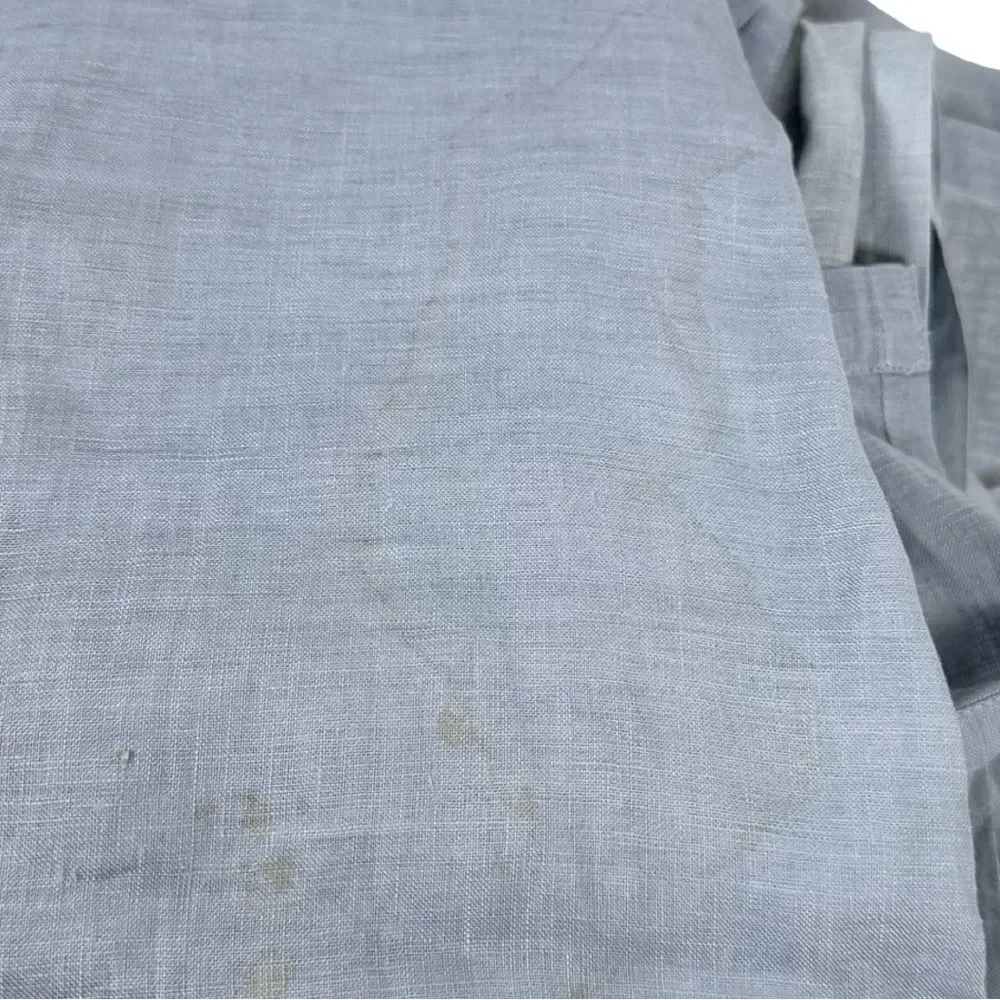 Pottery Barn Solid Dusty Blue 100% Linen Tied Ring Set of 2 Curtains 54”x84”